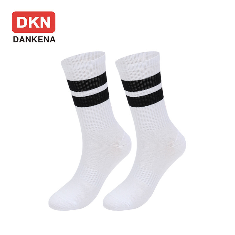 DANKENA 10 Pairs Ins Letter Harajuku Style Black White Striped Cotton Socks Two Bars Crew Socks Wholesale